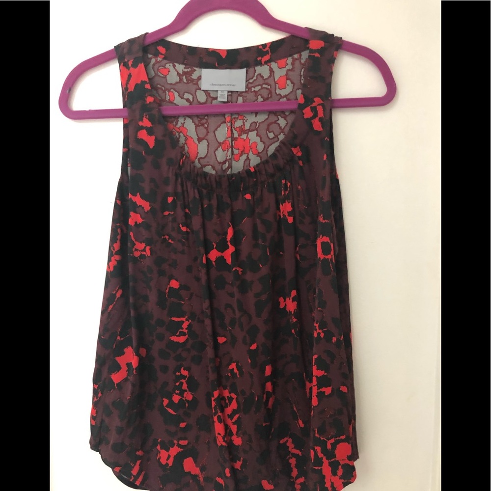Sleeveless, multi red, shell.